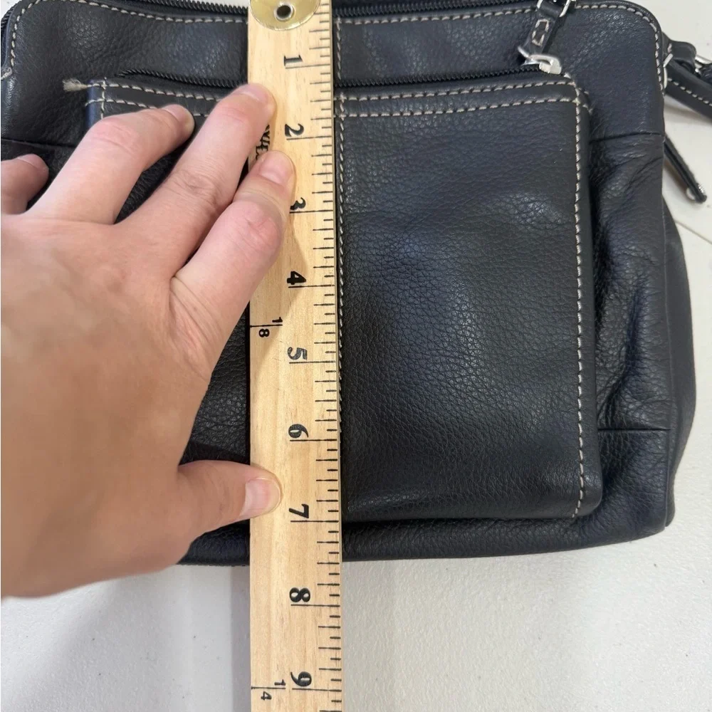 Tignanello Small Black Leather Crossbody Organizer